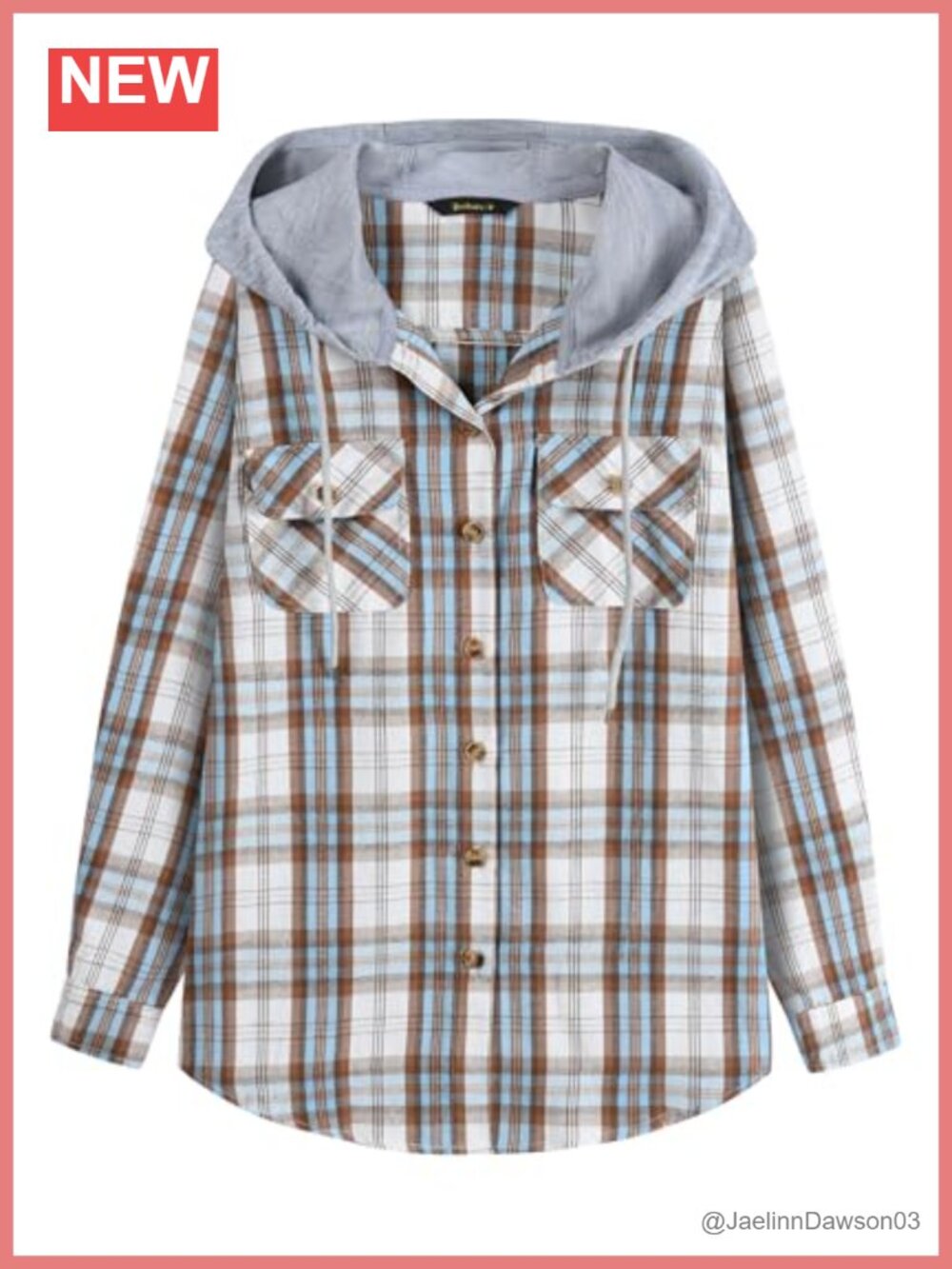 Womens Plaid Flannel Hoodie Button Down Shirt Long Sleeve Cotton Blend Casual